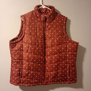 Polka Dot Quilted Vest - Red